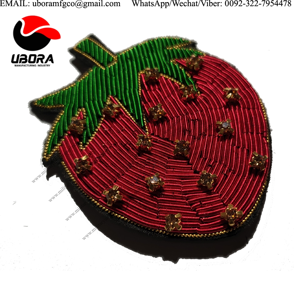 green and red strawberry brooch very good quality bullion fancy patchestrawberry brooch,Fashion